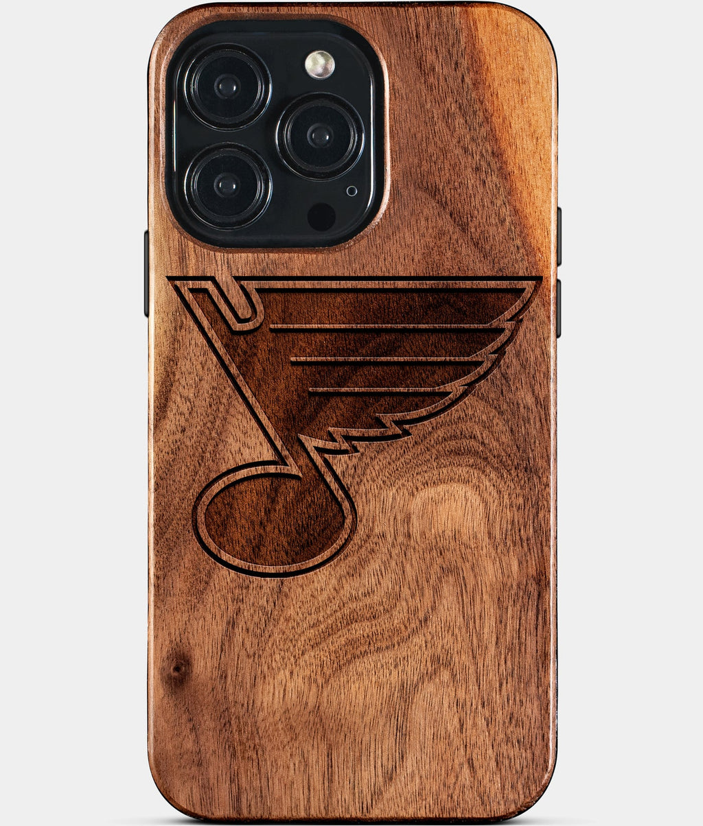Custom St Louis Blues iPhone 15/15 Pro/15 Pro Max/15 Plus Case - Wood St Louis Blues Cover - Eco-friendly St Louis Blues iPhone 15 Case - Carved Wood Custom St Louis Blues Gift For Him - Monogrammed Personalized iPhone 15 Cover By Aldergrove & Oak