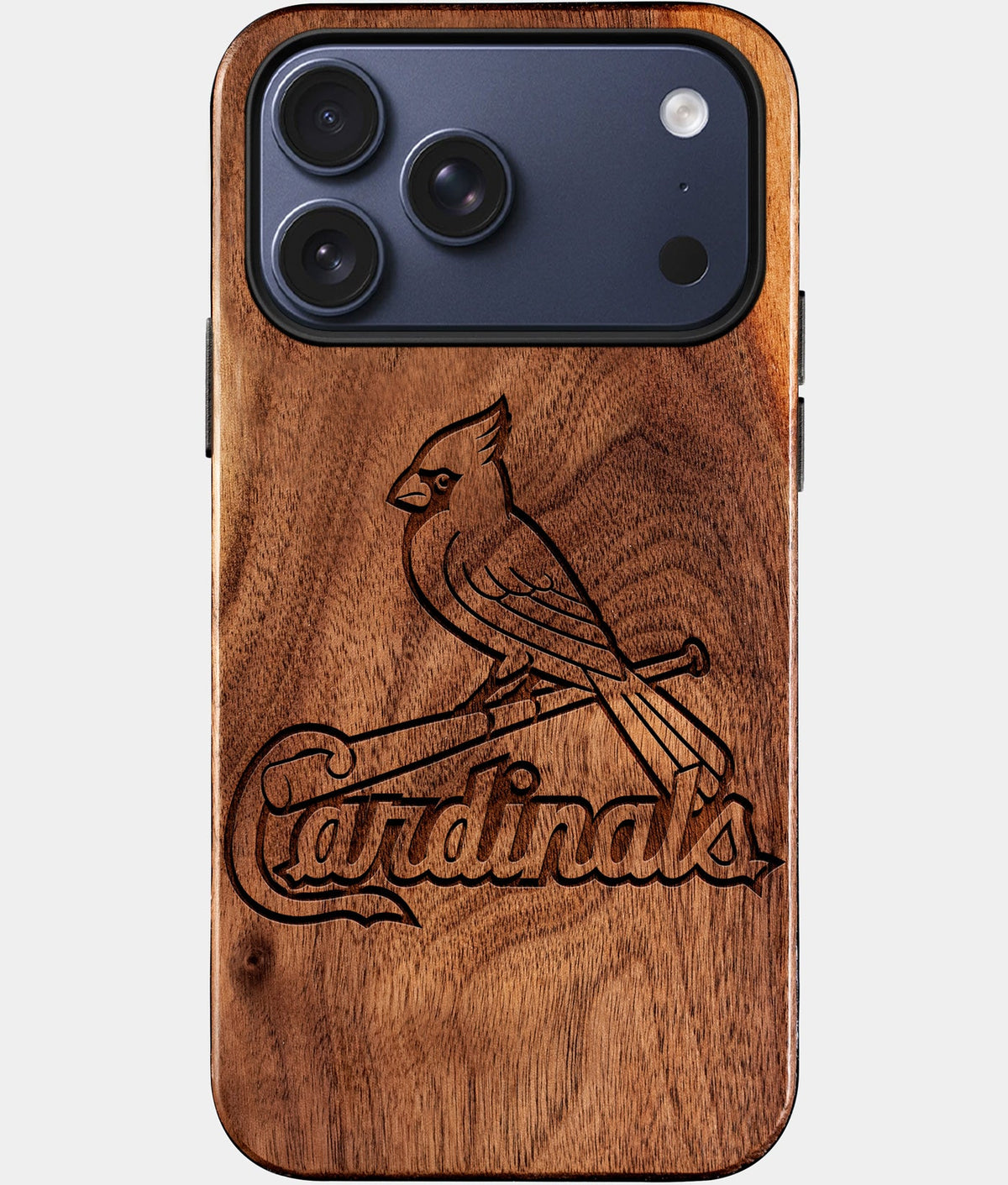 Eco-friendly St Louis Cardinals iPhone 17 Pro Max Case - Carved Wood Custom St Louis Cardinals Gift For Him - Monogrammed Personalized iPhone 17 Pro Max Cover By Aldergrove & Oak