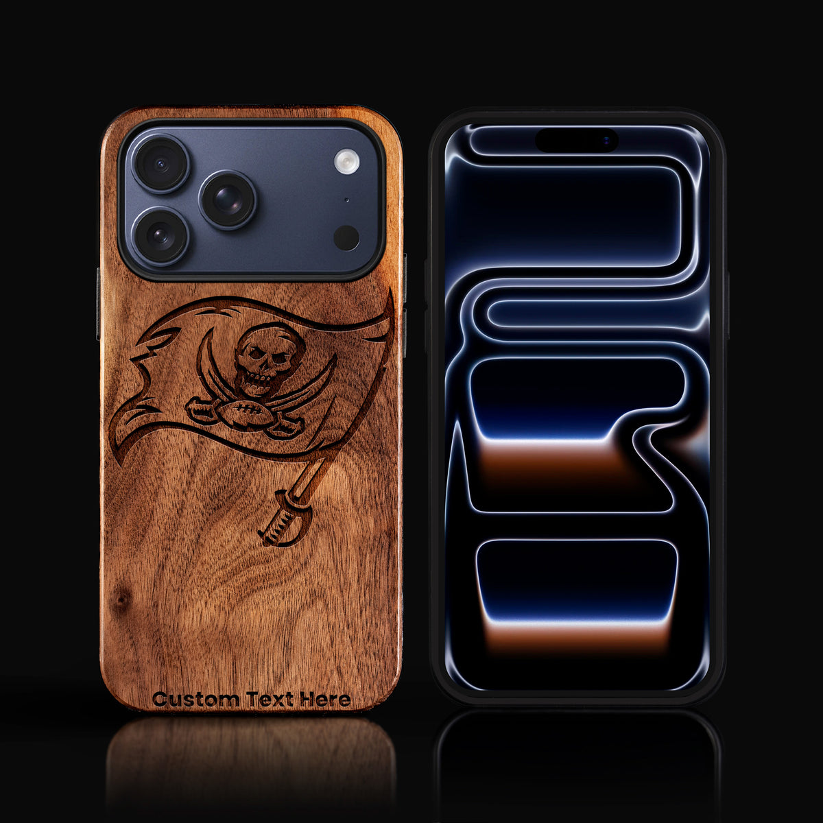 Custom Tampa Bay Buccaneers iPhone 17/17 Pro/17 Pro Max/17 Air Case - Carved Wood Buccaneers Cover