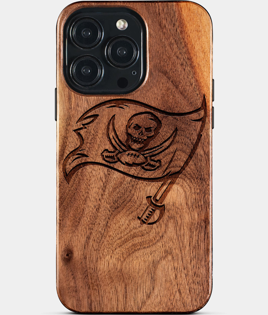 Custom Tampa Bay Buccaneers iPhone 15/15 Pro/15 Pro Max/15 Plus Case - Wood Buccaneers Cover - Eco-friendly Tampa Bay Buccaneers iPhone 15 Case - Carved Wood Custom Tampa Bay Buccaneers Gift For Him - Monogrammed Personalized iPhone 15 Cover By Aldergrove & Oak