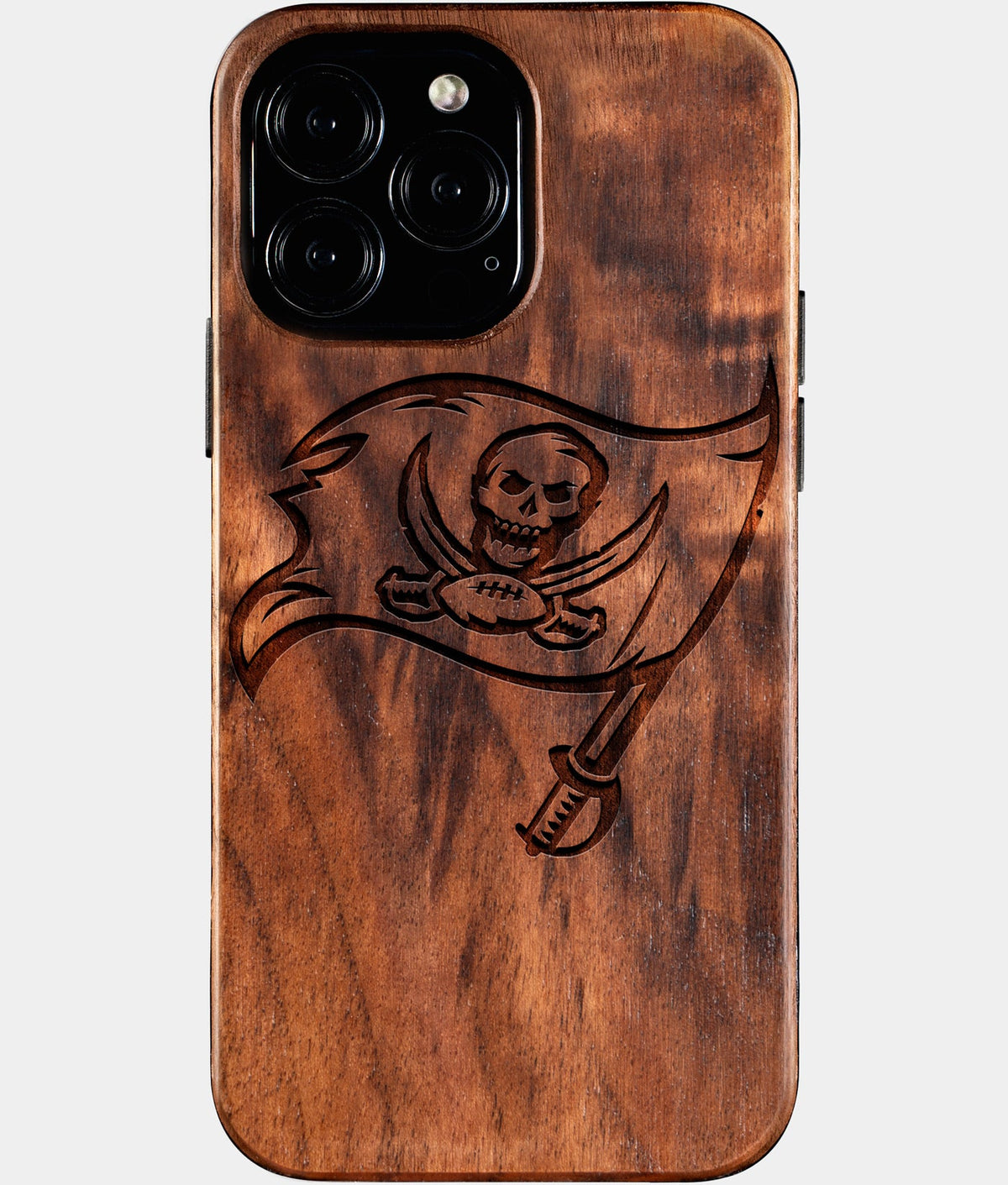Custom Tampa Bay Buccaneers iPhone 16/16 Pro/16 Pro Max/16 Plus Case - Wood Buccaneers Cover - Eco-friendly Tampa Bay Buccaneers iPhone 16 Case - Carved Wood Custom Tampa Bay Buccaneers Gift For Him - Monogrammed Personalized iPhone 16 Cover By Aldergrove & Oak