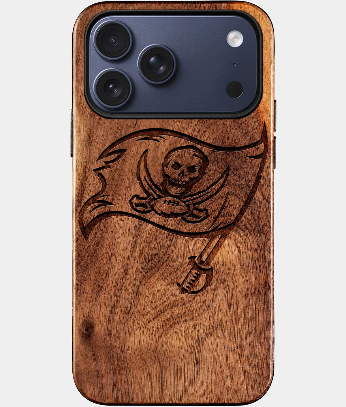 Custom Tampa Bay Buccaneers iPhone 17/17 Pro/17 Pro Max/17 Air Case - Wood Buccaneers Cover - Eco-friendly Tampa Bay Buccaneers iPhone 17 Case - Carved Wood Custom Tampa Bay Buccaneers Gift For Him - Monogrammed Personalized iPhone 17 Cover By Aldergrove & Oak