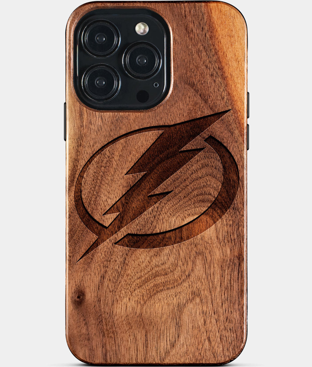 Custom Tampa Bay Lightning iPhone 15/15 Pro/15 Pro Max/15 Plus Case - Wood Lightning Covers - Eco-friendly Tampa Bay Lightning iPhone 15 Case - Carved Wood Custom Tampa Bay Lightning Gift For Him - Monogrammed Personalized iPhone 15 Cover By Aldergrove & Oak