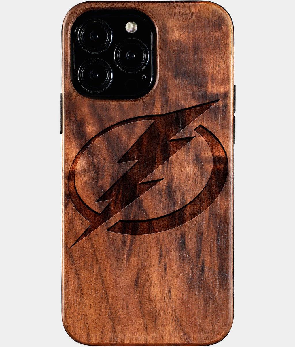 Custom Tampa Bay Lightning iPhone 16/16 Pro/16 Pro Max/16 Plus Case - Wood Lightning Covers - Eco-friendly Tampa Bay Lightning iPhone 16 Case - Carved Wood Custom Tampa Bay Lightning Gift For Him - Monogrammed Personalized iPhone 16 Cover By Aldergrove & Oak