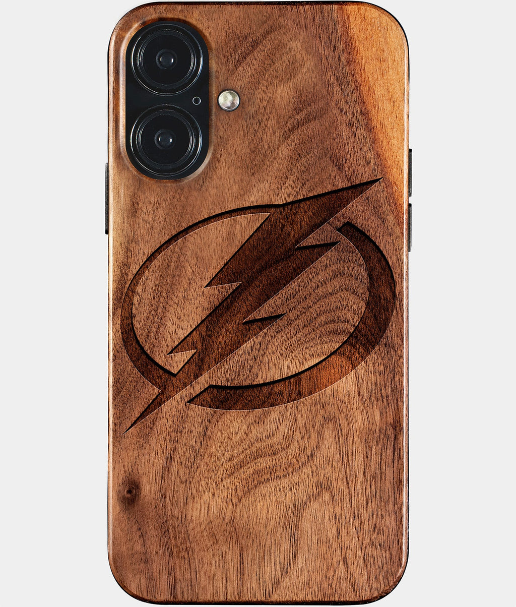 Eco-friendly Tampa Bay Lightning iPhone 17 Case - Carved Wood Custom Tampa Bay Lightning Gift For Him - Monogrammed Personalized iPhone 17 Cover By Aldergrove & Oak