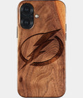 Eco-friendly Tampa Bay Lightning iPhone 17 Case - Carved Wood Custom Tampa Bay Lightning Gift For Him - Monogrammed Personalized iPhone 17 Cover By Aldergrove & Oak