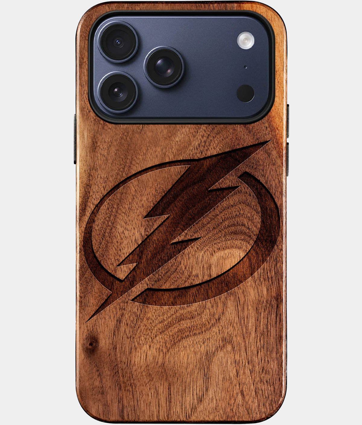 Eco-friendly Tampa Bay Lightning iPhone 17 Pro Case - Carved Wood Custom Tampa Bay Lightning Gift For Him - Monogrammed Personalized iPhone 17 Pro Cover By Aldergrove & Oak