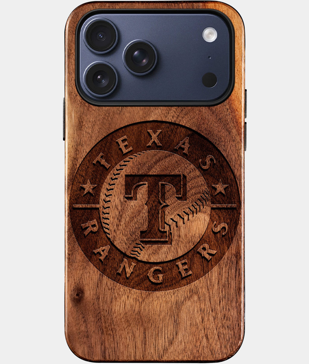 Custom Texas Rangers iPhone 17/17 Pro/17 Pro Max/17 Air Case - Wood Rangers Cover - Eco-friendly Texas Rangers iPhone 17 Case - Carved Wood Custom Texas Rangers Gift For Him - Monogrammed Personalized iPhone 17 Cover By Aldergrove & Oak
