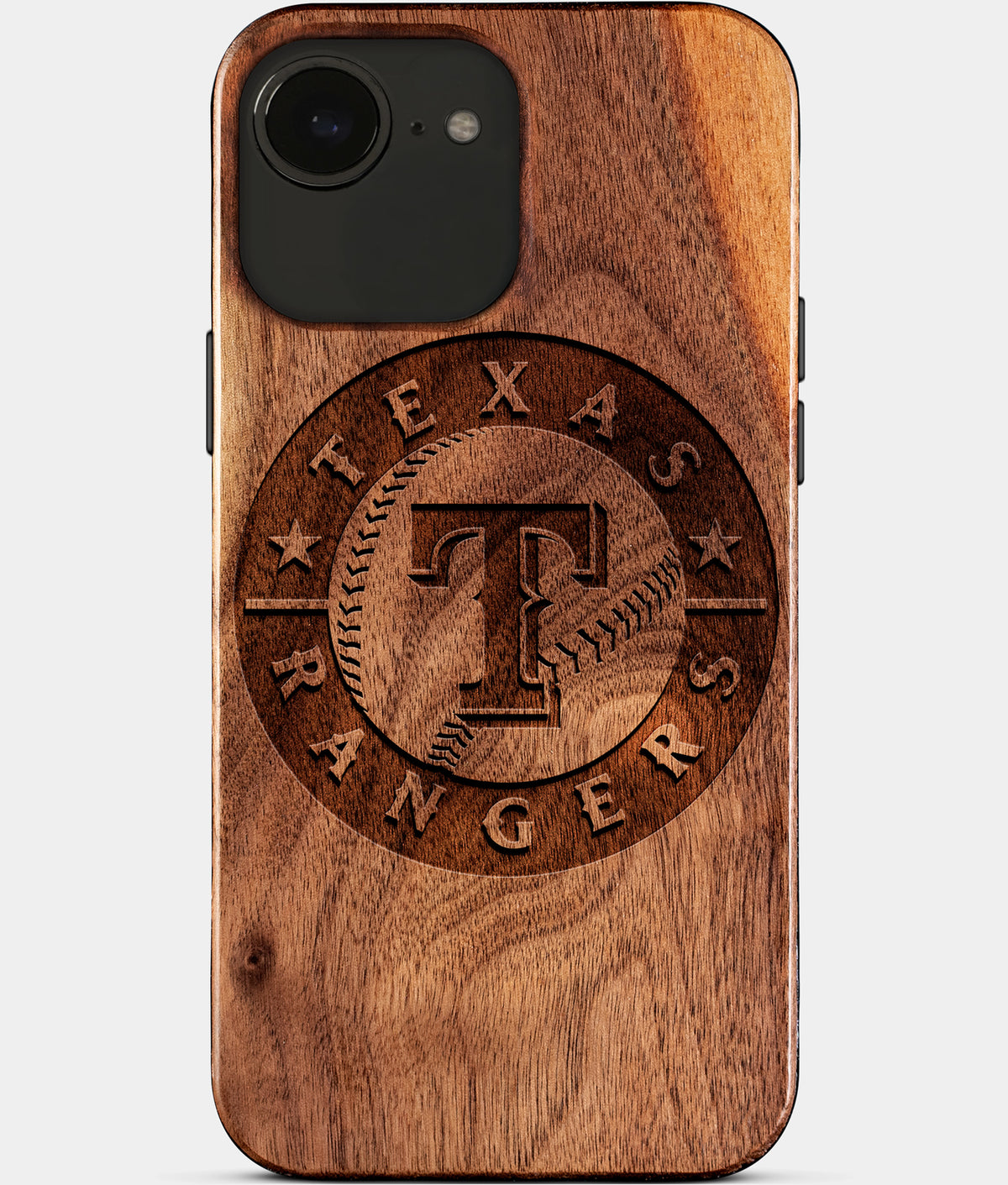 Eco-friendly Texas Rangers iPhone 17e Case - Carved Wood Custom Texas Rangers Gift For Him - Monogrammed Personalized iPhone 17e Cover By Aldergrove & Oak