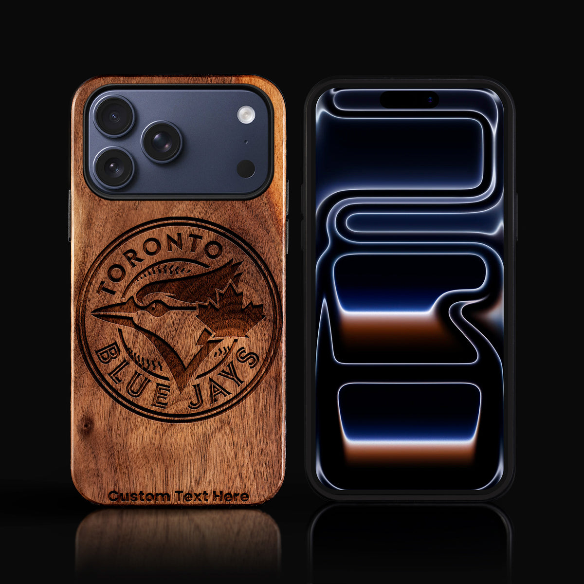 Custom Toronto Blue Jays iPhone 17/17 Pro/17 Pro Max/17 Air Case - Carved Wood Blue Jays Cover