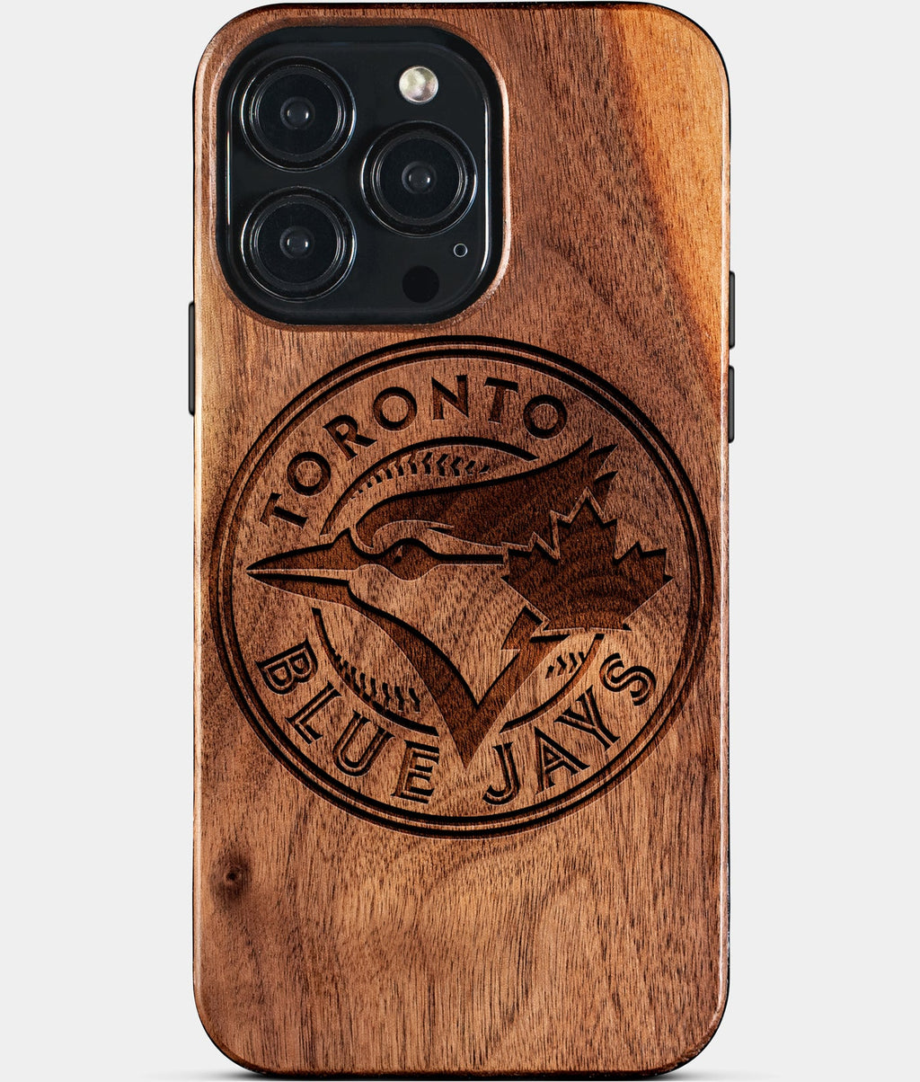 Custom Toronto Blue Jays iPhone 15/15 Pro/15 Pro Max/15 Plus Case - Wood Blue Jays Cover - Eco-friendly Toronto Blue Jays iPhone 15 Case - Carved Wood Custom Toronto Blue Jays Gift For Him - Monogrammed Personalized iPhone 15 Cover By Aldergrove & Oak