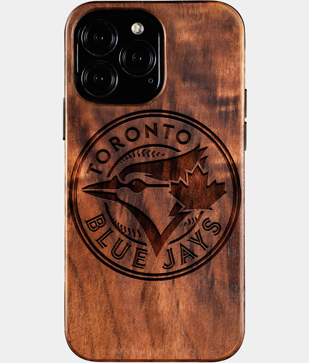 Custom Toronto Blue Jays iPhone 16/16 Pro/16 Pro Max/16 Plus Case - Wood Blue Jays Cover - Eco-friendly Toronto Blue Jays iPhone 16 Case - Carved Wood Custom Toronto Blue Jays Gift For Him - Monogrammed Personalized iPhone 16 Cover By Aldergrove & Oak