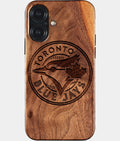 Eco-friendly Toronto Blue Jays iPhone 17 Case - Carved Wood Custom Toronto Blue Jays Gift For Him - Monogrammed Personalized iPhone 17 Cover By Aldergrove & Oak