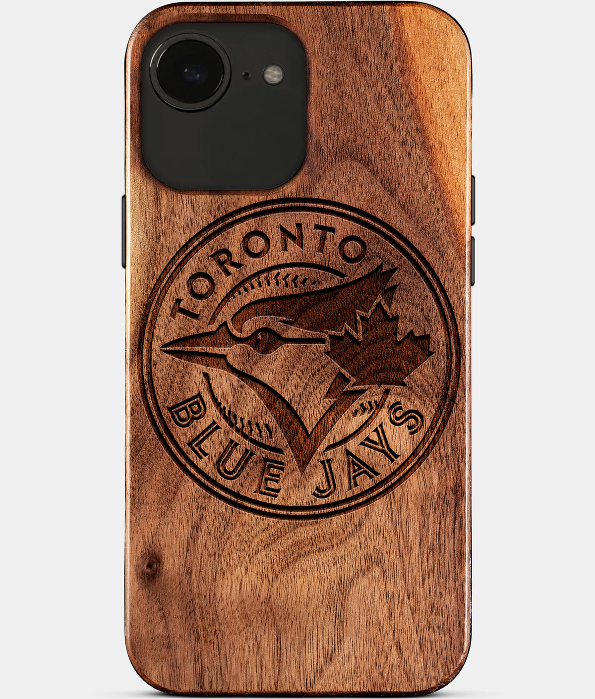 Eco-friendly Toronto Blue Jays iPhone 17e Case - Carved Wood Custom Toronto Blue Jays Gift For Him - Monogrammed Personalized iPhone 17e Cover By Aldergrove & Oak