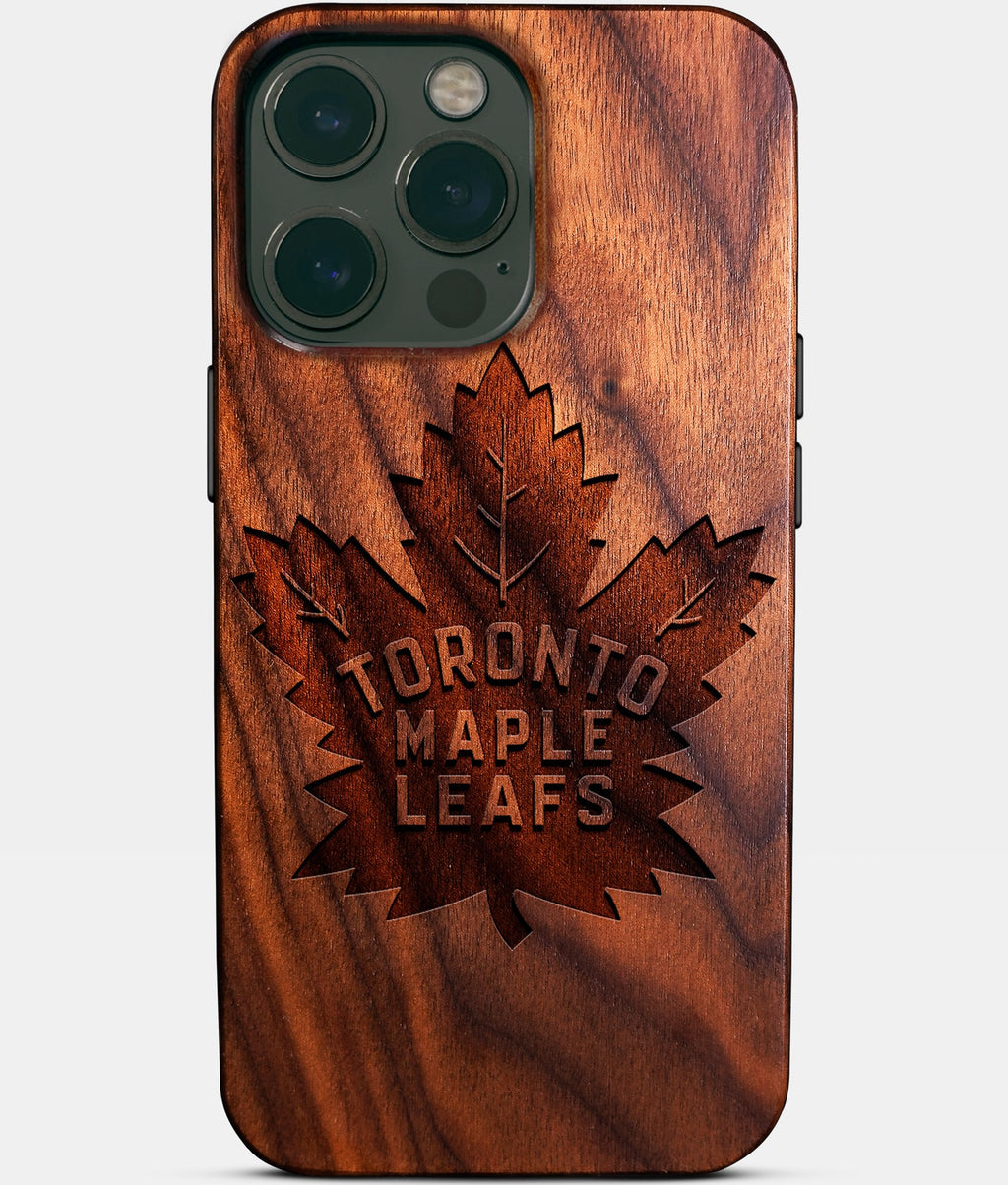Custom Toronto Maple Leafs iPhone 14/14 Pro/14 Pro Max/14 Plus Case - Wood Maple Leafs Cover - Eco-friendly Toronto Maple Leafs iPhone 14 Case - Carved Wood Custom Toronto Maple Leafs Gift For Him - Monogrammed Personalized iPhone 14 Cover By Aldergrove & Oak