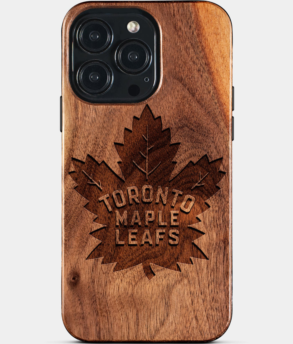 Custom Toronto Maple Leafs iPhone 15/15 Pro/15 Pro Max/15 Plus Case - Wood Maple Leafs Cover - Eco-friendly Toronto Maple Leafs iPhone 15 Case - Carved Wood Custom Toronto Maple Leafs Gift For Him - Monogrammed Personalized iPhone 15 Cover By Aldergrove & Oak