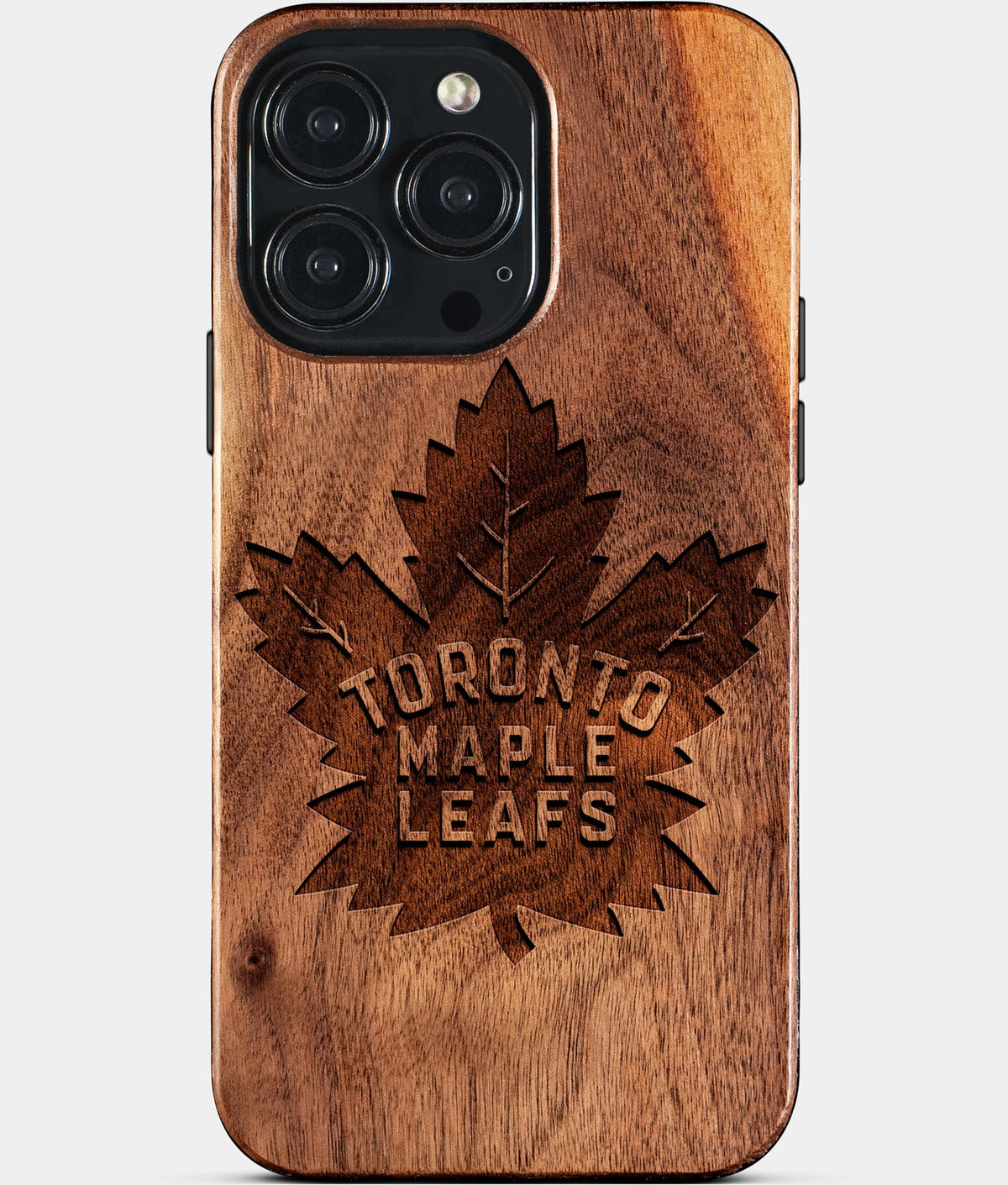 Custom Toronto Maple Leafs iPhone 15/15 Pro/15 Pro Max/15 Plus Case - Wood Maple Leafs Cover - Eco-friendly Toronto Maple Leafs iPhone 15 Case - Carved Wood Custom Toronto Maple Leafs Gift For Him - Monogrammed Personalized iPhone 15 Cover By Aldergrove & Oak