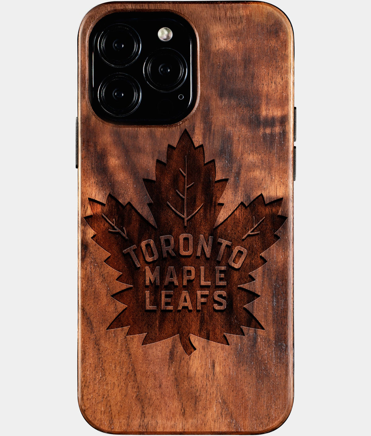 Custom Toronto Maple Leafs iPhone 16/16 Pro/16 Pro Max/16 Plus Case - Wood Maple Leafs Cover - Eco-friendly Toronto Maple Leafs iPhone 16 Case - Carved Wood Custom Toronto Maple Leafs Gift For Him - Monogrammed Personalized iPhone 16 Cover By Aldergrove & Oak