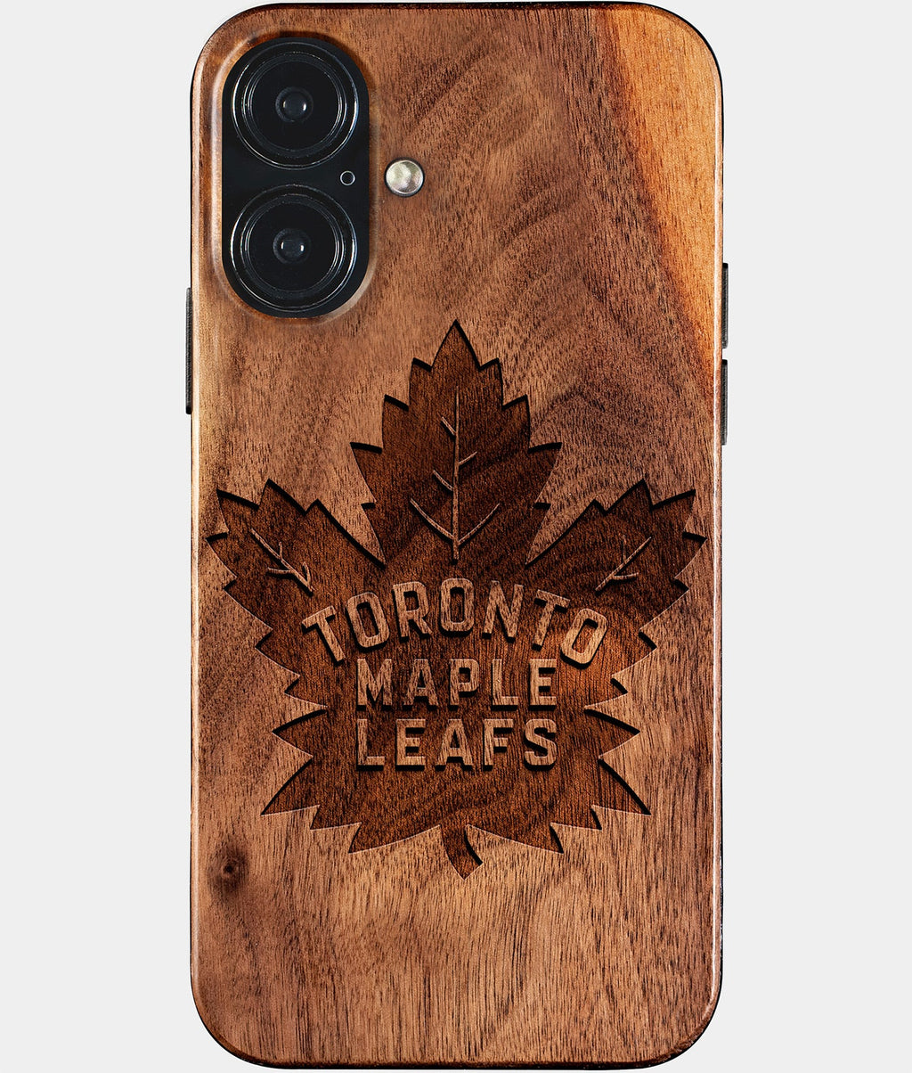 Eco-friendly Toronto Maple Leafs iPhone 17 Case - Carved Wood Custom Toronto Maple Leafs Gift For Him - Monogrammed Personalized iPhone 17 Cover By Aldergrove & Oak
