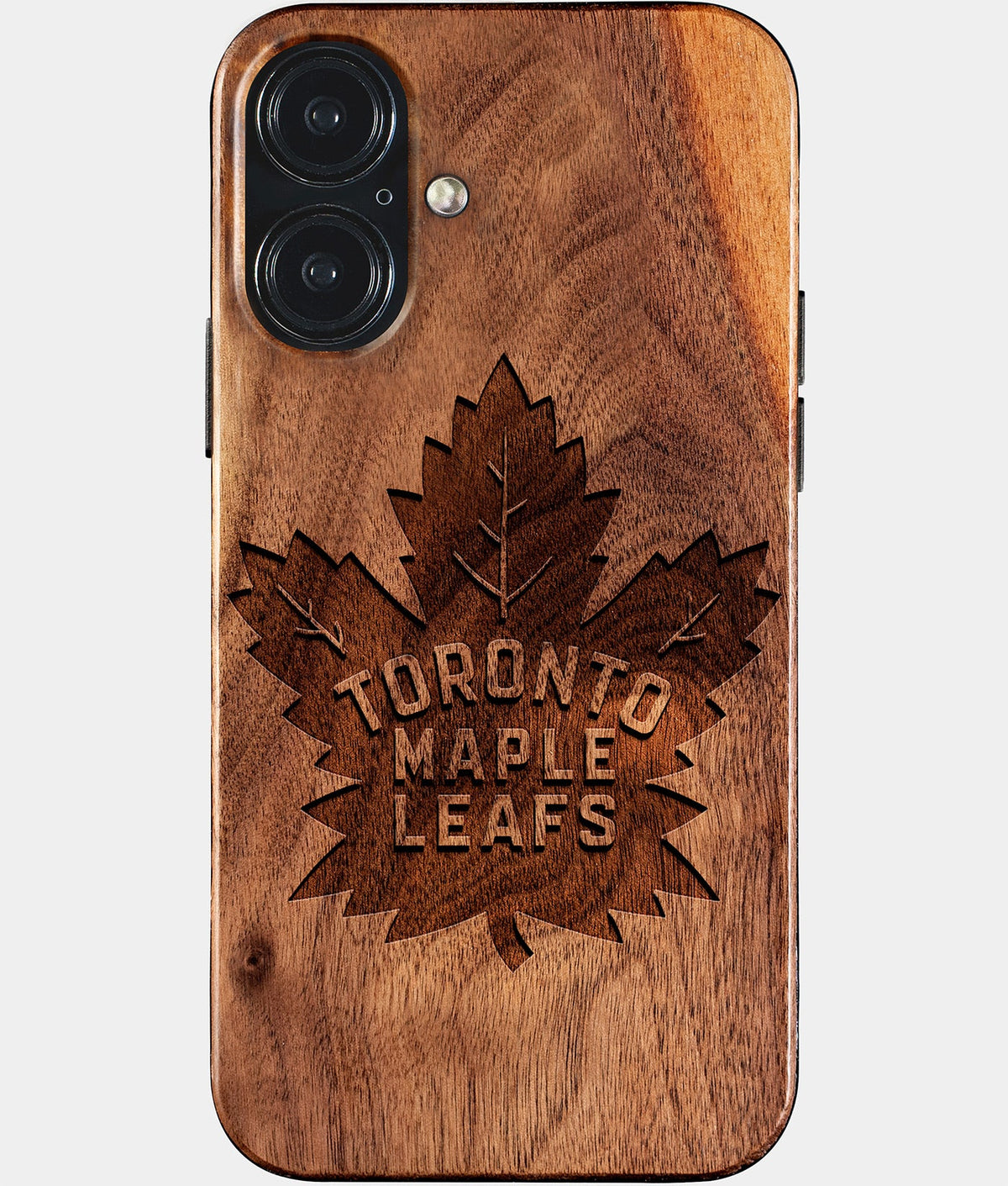 Eco-friendly Toronto Maple Leafs iPhone 17 Case - Carved Wood Custom Toronto Maple Leafs Gift For Him - Monogrammed Personalized iPhone 17 Cover By Aldergrove & Oak