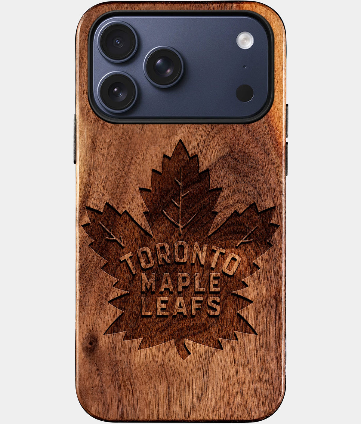 Eco-friendly Toronto Maple Leafs iPhone 17 Pro Case - Carved Wood Custom Toronto Maple Leafs Gift For Him - Monogrammed Personalized iPhone 17 Pro Cover By Aldergrove & Oak