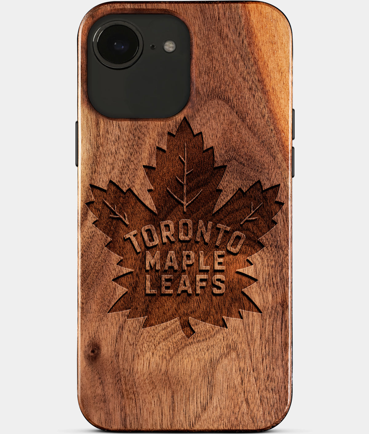 Eco-friendly Toronto Maple Leafs iPhone 17e Case - Carved Wood Custom Toronto Maple Leafs Gift For Him - Monogrammed Personalized iPhone 17e Cover By Aldergrove & Oak