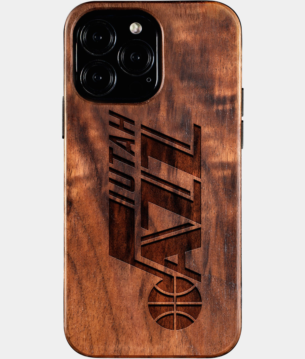 Custom Utah Jazz iPhone 16/16 Pro/16 Pro Max/16 Plus Case - Wood Utah Jazz Cover - Eco-friendly Utah Jazz iPhone 16 Case - Carved Wood Custom Utah Jazz Gift For Him - Monogrammed Personalized iPhone 16 Cover By Aldergrove & Oak