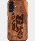Eco-friendly Utah Jazz iPhone 17 Case - Carved Wood Custom Utah Jazz Gift For Him - Monogrammed Personalized iPhone 17 Cover By Aldergrove & Oak