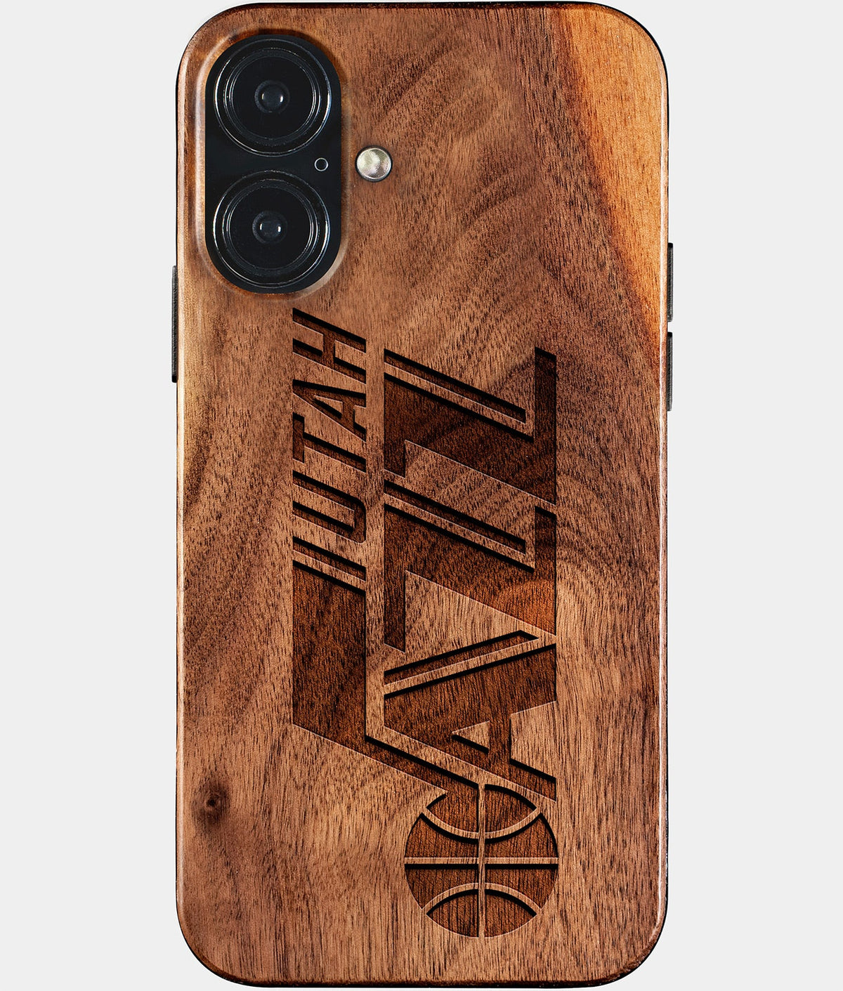 Eco-friendly Utah Jazz iPhone 17 Case - Carved Wood Custom Utah Jazz Gift For Him - Monogrammed Personalized iPhone 17 Cover By Aldergrove & Oak