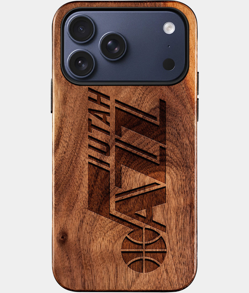 Custom Utah Jazz iPhone 17/17 Pro/17 Pro Max/17 Air Case - Wood Utah Jazz Cover - Eco-friendly Utah Jazz iPhone 17 Case - Carved Wood Custom Utah Jazz Gift For Him - Monogrammed Personalized iPhone 17 Cover By Aldergrove & Oak