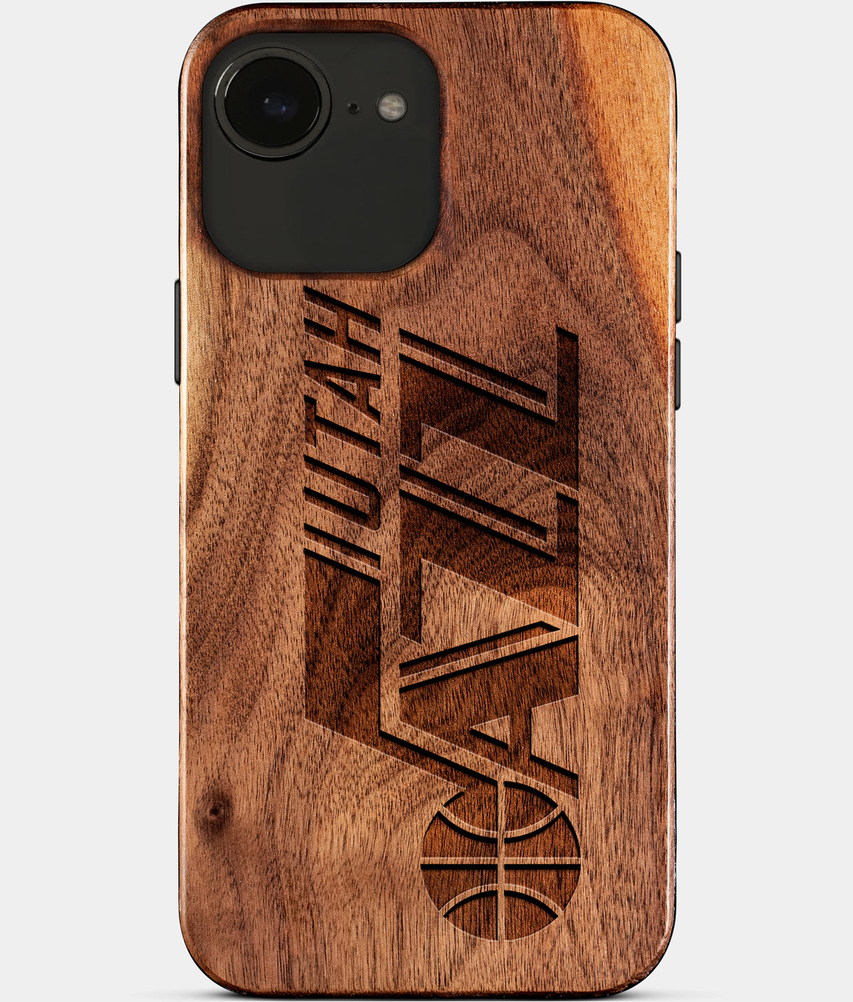 Eco-friendly Utah Jazz iPhone 17e Case - Carved Wood Custom Utah Jazz Gift For Him - Monogrammed Personalized iPhone 17e Cover By Aldergrove & Oak