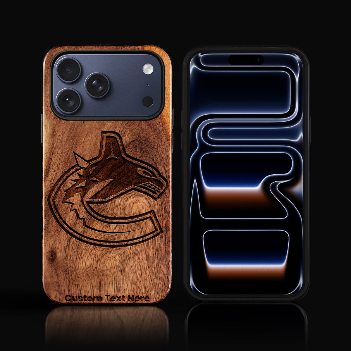 Custom Vancouver Canucks iPhone 17/17 Pro/17 Pro Max/17 Air Case - Carved Wood Canucks Cover