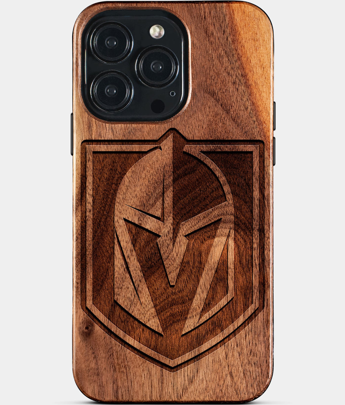Custom Vegas Golden Knights iPhone 15/15 Pro/15 Pro Max/15 Plus Case - Wood Golden Knights Cover - Eco-friendly Vegas Golden Knights iPhone 15 Case - Carved Wood Custom Vegas Golden Knights Gift For Him - Monogrammed Personalized iPhone 15 Cover By Aldergrove & Oak