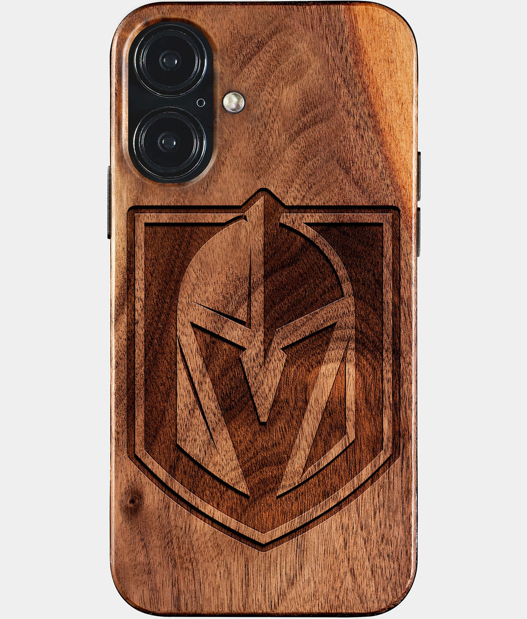 Eco-friendly Vegas Golden Knights iPhone 17 Case - Carved Wood Custom Vegas Golden Knights Gift For Him - Monogrammed Personalized iPhone 17 Cover By Aldergrove & Oak