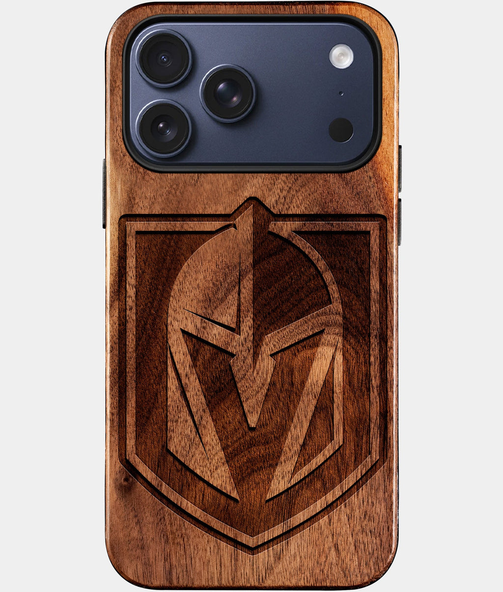 Custom Vegas Golden Knights iPhone 17/17 Pro/17 Pro Max/17 Air Case - Wood Golden Knights Cover - Eco-friendly Vegas Golden Knights iPhone 17 Case - Carved Wood Custom Vegas Golden Knights Gift For Him - Monogrammed Personalized iPhone 17 Cover By Aldergrove & Oak