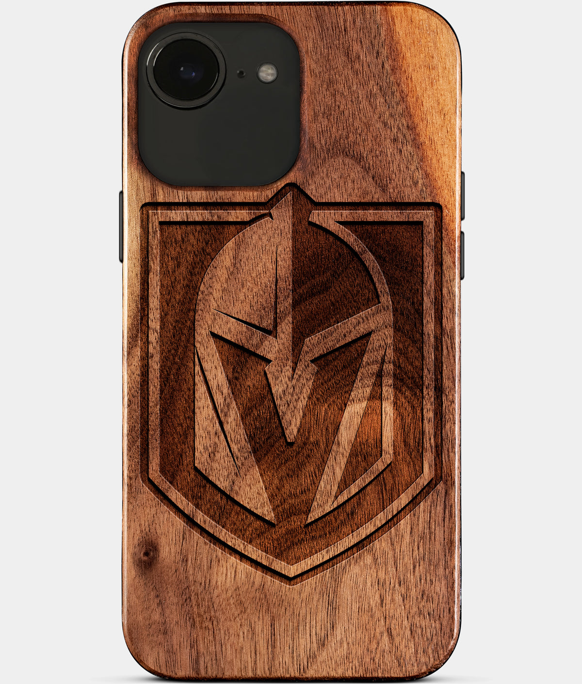 Eco-friendly Vegas Golden Knights iPhone 17e Case - Carved Wood Custom Vegas Golden Knights Gift For Him - Monogrammed Personalized iPhone 17e Cover By Aldergrove & Oak