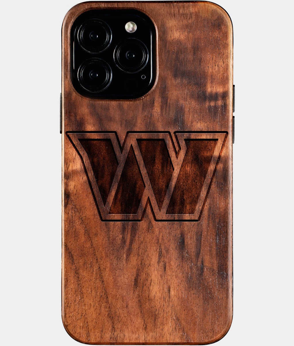 Custom Washington Commanders iPhone 16/16 Pro/16 Pro Max/16 Plus Case - Wood Washington Commanders Cover - Eco-friendly Washington Commanders iPhone 16 Case - Carved Wood Custom Washington Commanders Gift For Him - Monogrammed Personalized iPhone 16 Cover By Aldergrove & Oak