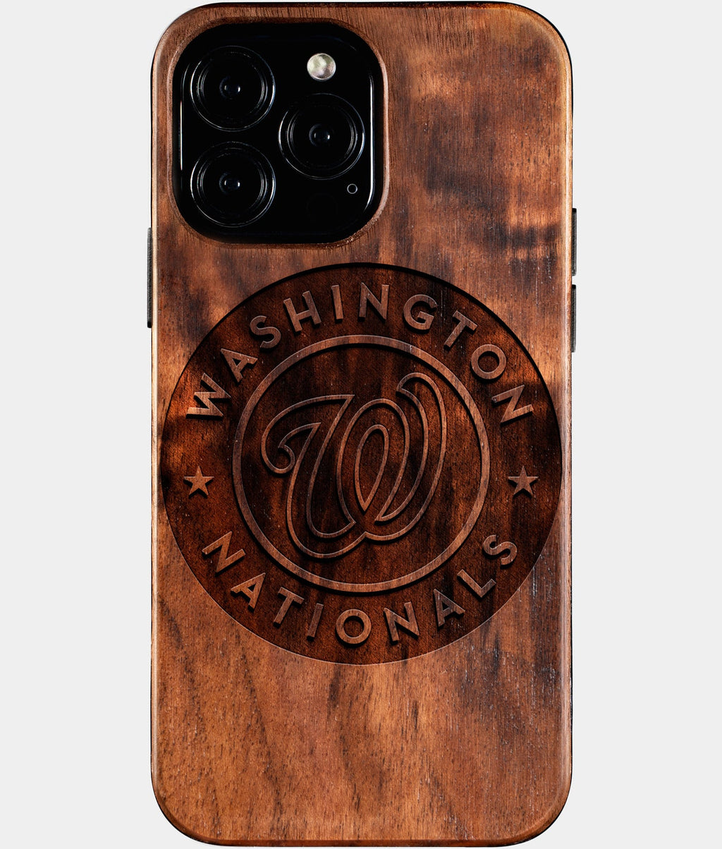 Custom Washington Nationals iPhone 16/16 Pro/16 Pro Max/16 Plus Case - Wood Nationals Cover - Eco-friendly Washington Nationals iPhone 16 Case - Carved Wood Custom Washington Nationals Gift For Him - Monogrammed Personalized iPhone 16 Cover By Aldergrove & Oak