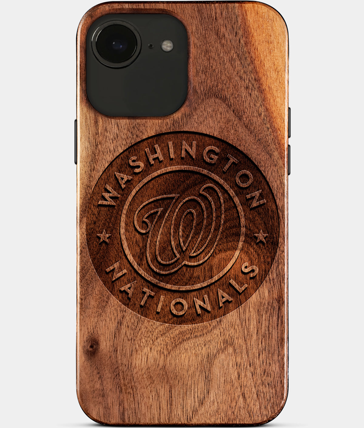 Eco-friendly Washington Nationals iPhone 17e Case - Carved Wood Custom Washington Nationals Gift For Him - Monogrammed Personalized iPhone 17e Cover By Aldergrove & Oak