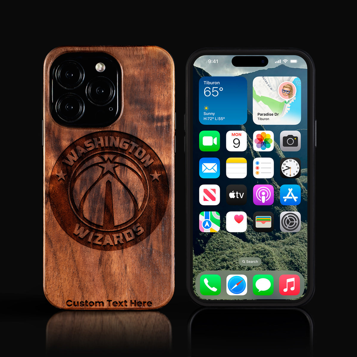 Custom Washington Wizards iPhone 16/16 Pro/16 Pro Max/16 Plus Case - Carved Wood Wizards Cover
