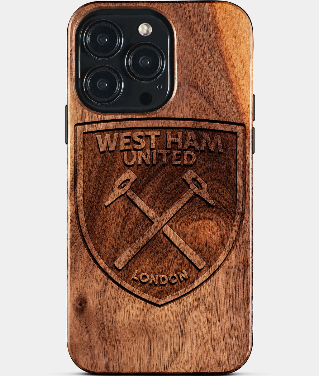Custom West Ham United F.C. iPhone 15/15 Pro/15 Pro Max/15 Plus Case - Wood West Ham United FC Cover - Eco-friendly West Ham United FC iPhone 15 Case - Carved Wood Custom West Ham United FC Gift For Him - Monogrammed Personalized iPhone 15 Cover By Aldergrove & Oak