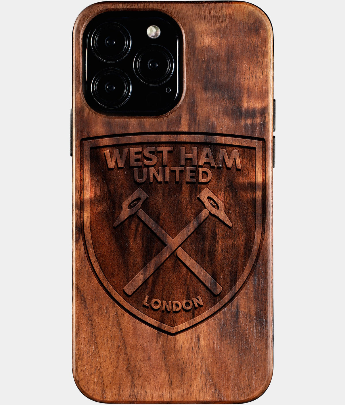 Custom West Ham United F.C. iPhone 16/16 Pro/16 Pro Max/16 Plus Case - Wood West Ham United FC Cover - Eco-friendly West Ham United FC iPhone 16 Case - Carved Wood Custom West Ham United FC Gift For Him - Monogrammed Personalized iPhone 16 Cover By Aldergrove & Oak
