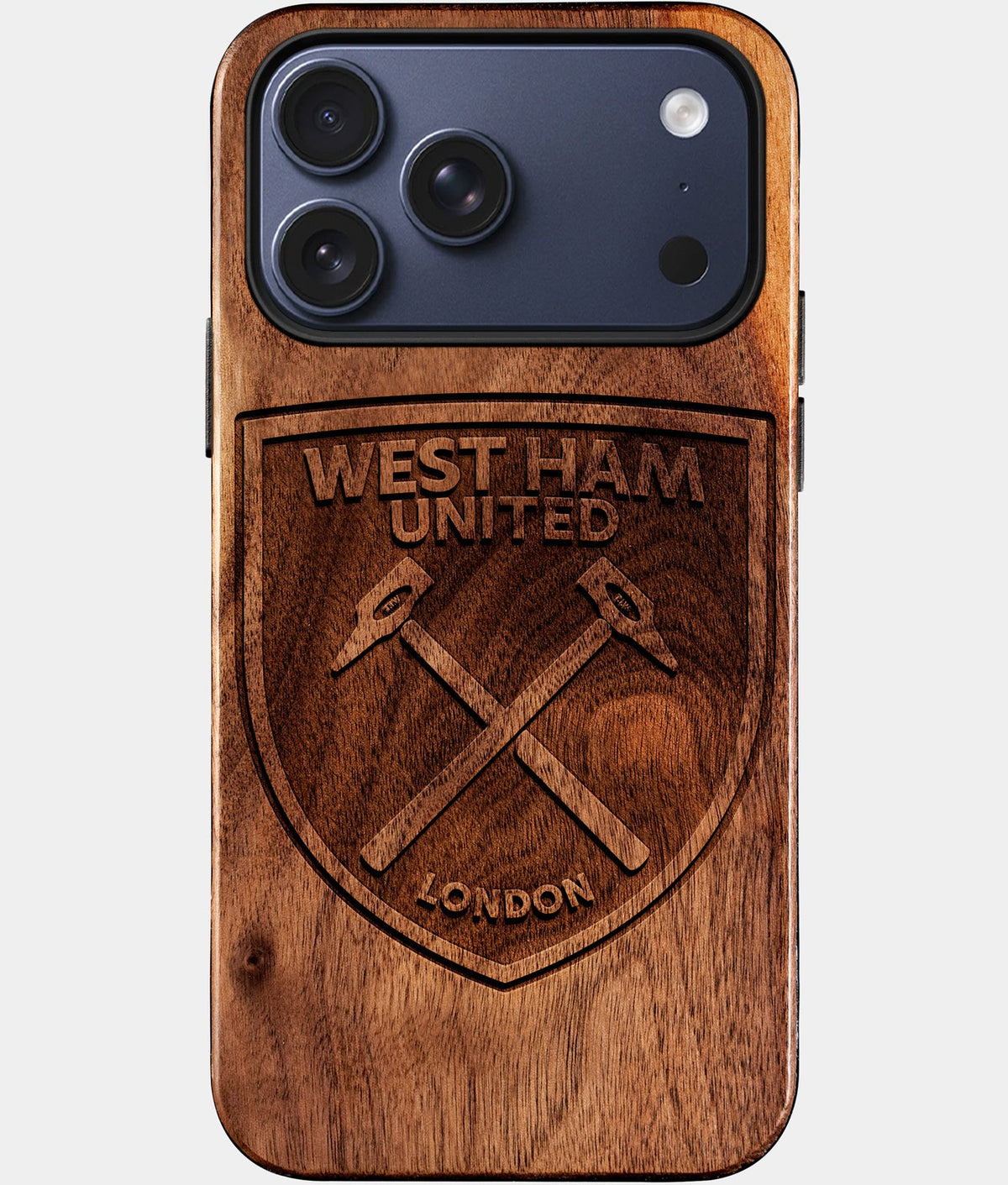 Custom West Ham United F.C. iPhone 17/17 Pro/17 Pro Max/17 Air Case - Wood West Ham United FC Cover - Eco-friendly West Ham United FC iPhone 17 Case - Carved Wood Custom West Ham United FC Gift For Him - Monogrammed Personalized iPhone 17 Cover By Aldergrove & Oak
