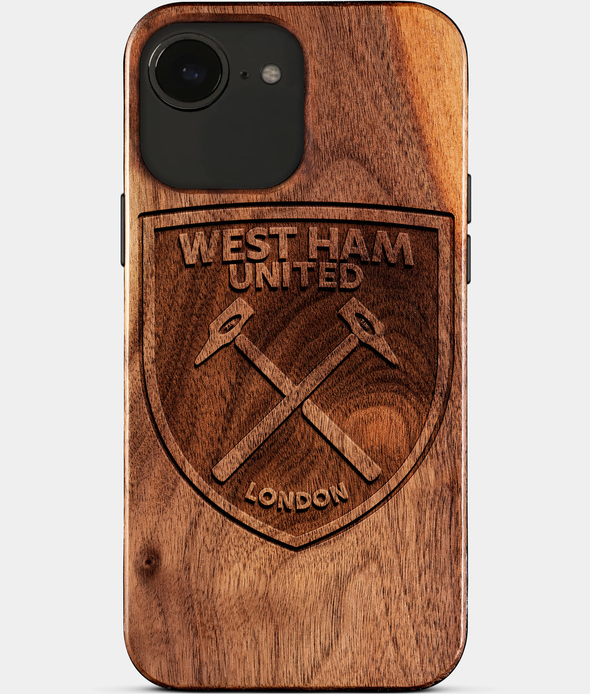 Eco-friendly West Ham United FC iPhone 17e Case - Carved Wood Custom West Ham United FC Gift For Him - Monogrammed Personalized iPhone 17e Cover By Aldergrove & Oak