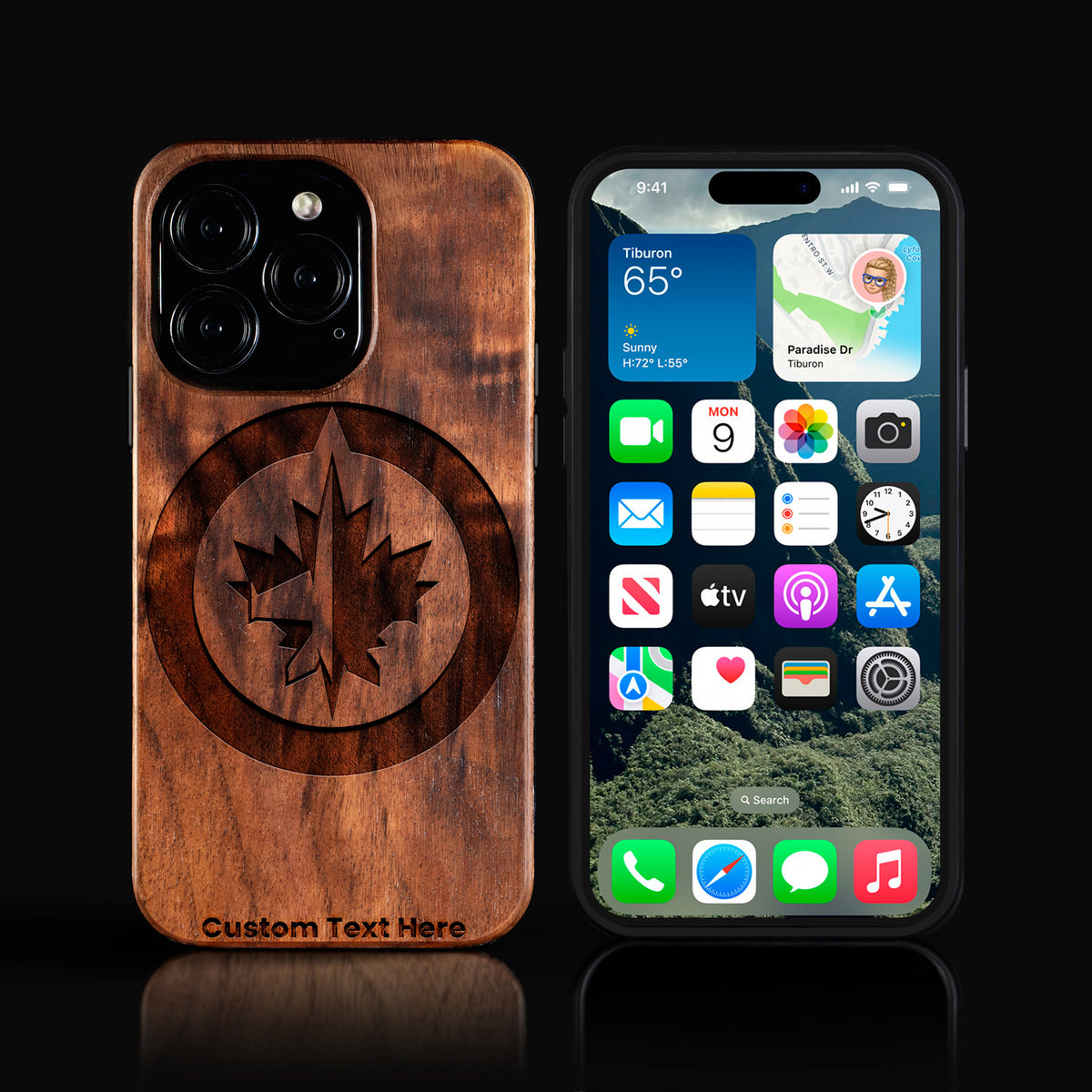 Custom Winnipeg Jets iPhone 16/16 Pro/16 Pro Max/16 Plus Case - Carved Wood Winnipeg Jets Cover