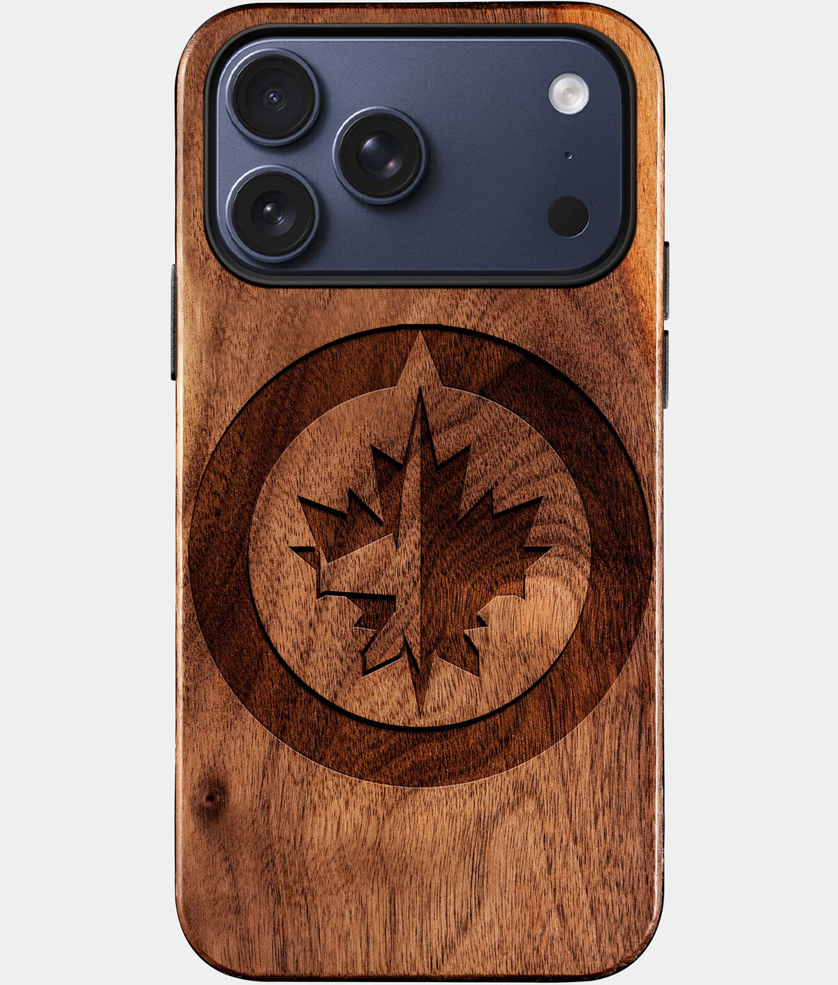 Eco-friendly Winnipeg Jets iPhone 17 Pro Case - Carved Wood Custom Winnipeg Jets Gift For Him - Monogrammed Personalized iPhone 17 Pro Cover By Aldergrove & Oak