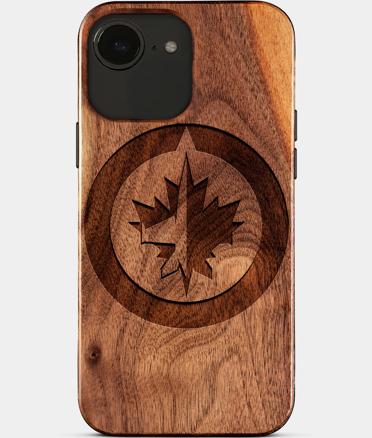 Eco-friendly Winnipeg Jets iPhone 17e Case - Carved Wood Custom Winnipeg Jets Gift For Him - Monogrammed Personalized iPhone 17e Cover By Aldergrove & Oak