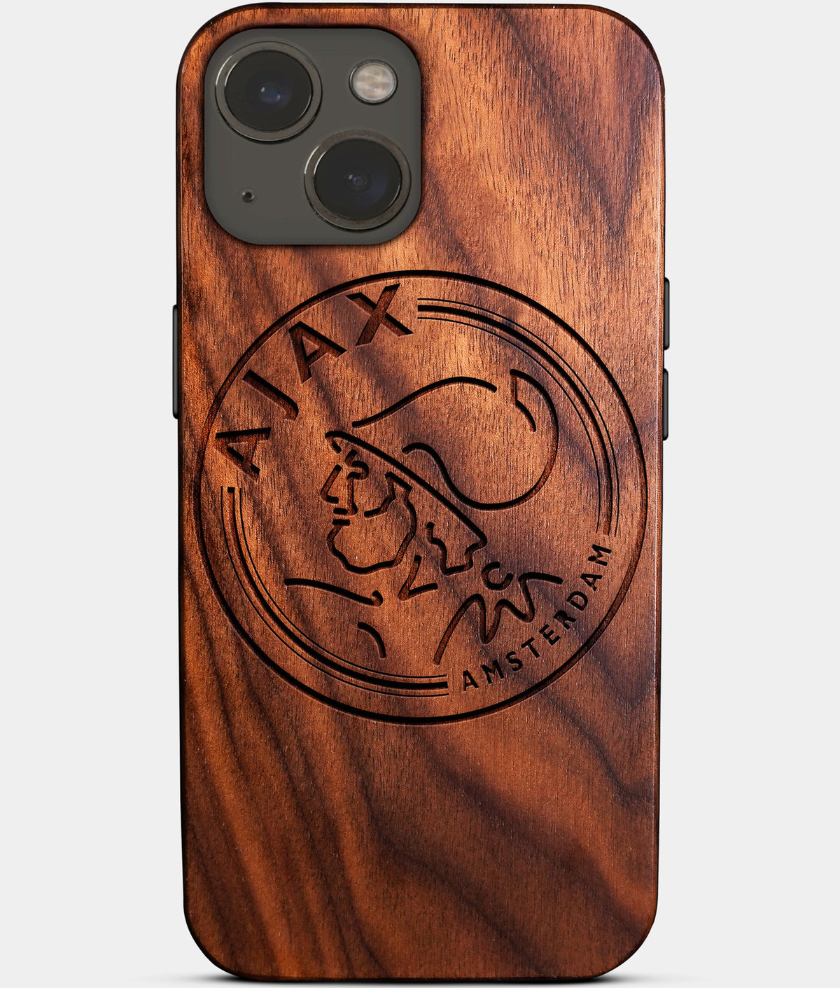 Eco-friendly AFC Ajax iPhone 14 Case - Carved Wood Custom AFC Ajax Gift For Him - Monogrammed Personalized iPhone 14 Cover By Aldergrove & Oak