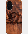 Eco-friendly Anaheim Ducks iPhone 16 Case - Carved Wood Custom Anaheim Ducks Gift For Him - Monogrammed Personalized iPhone 16 Cover By Aldergrove & Oak