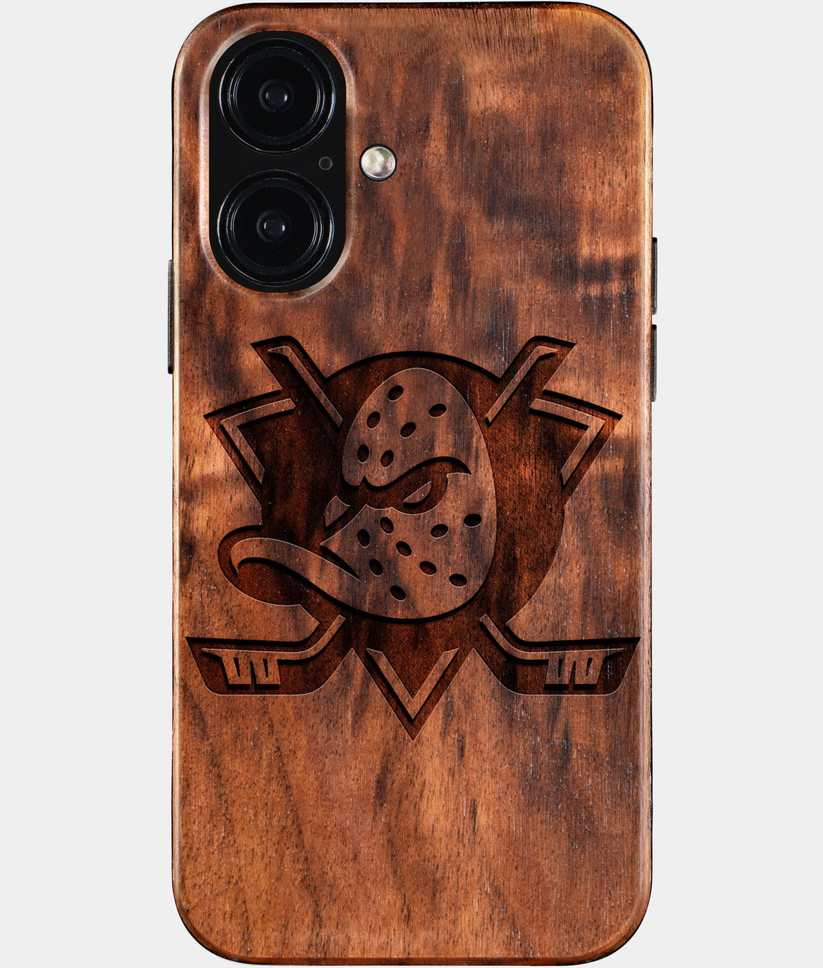 Eco-friendly Anaheim Ducks iPhone 16 Case - Carved Wood Custom Anaheim Ducks Gift For Him - Monogrammed Personalized iPhone 16 Cover By Aldergrove & Oak